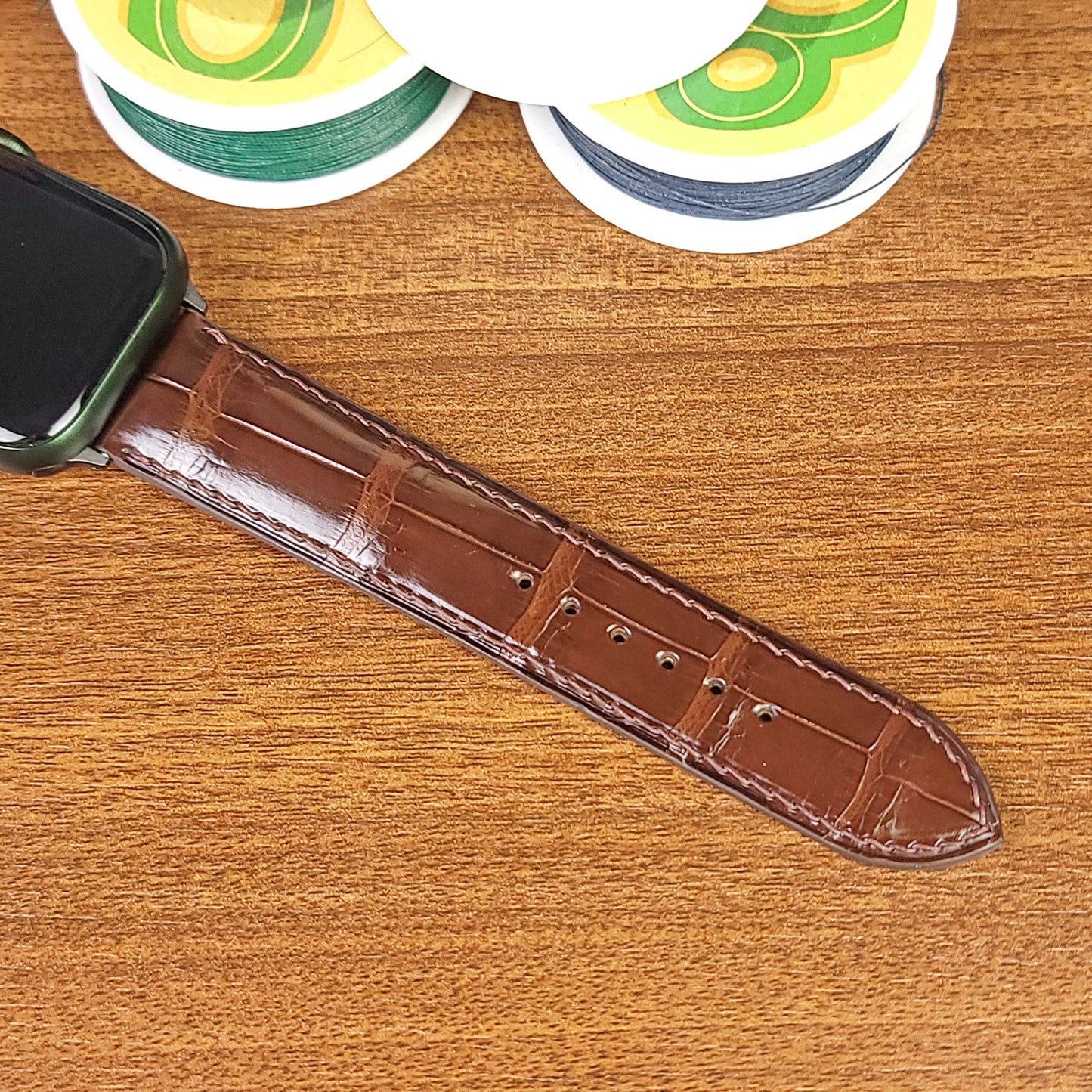 Handmade Brown Alligator Leather Apple Watch Ultra Band - PVMH Leather