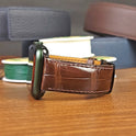 Handmade Brown Alligator Leather Apple Watch Ultra Band - PVMH Leather