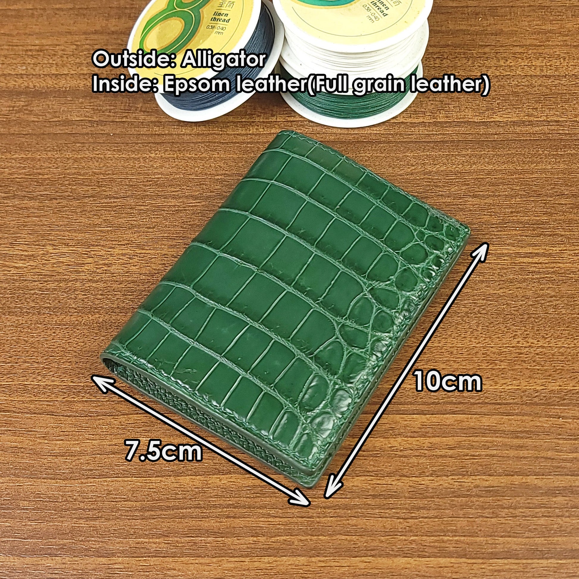 Handmade Green Genuine Alligator Leather Card Holder - PVMH Leather