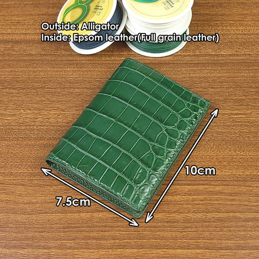 Handmade Green Genuine Alligator Leather Card Holder - PVMH Leather