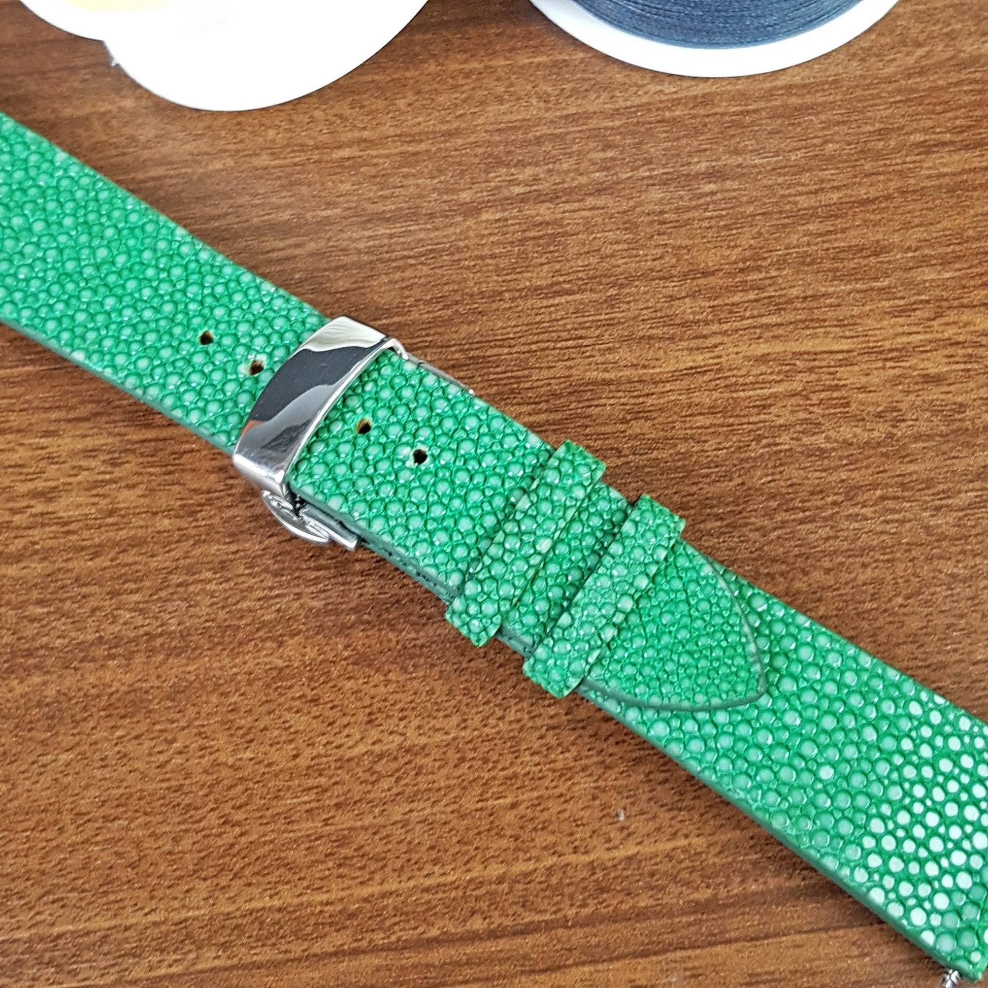 Handmade Green Stingray Leather Watch Strap - PVMH Leather