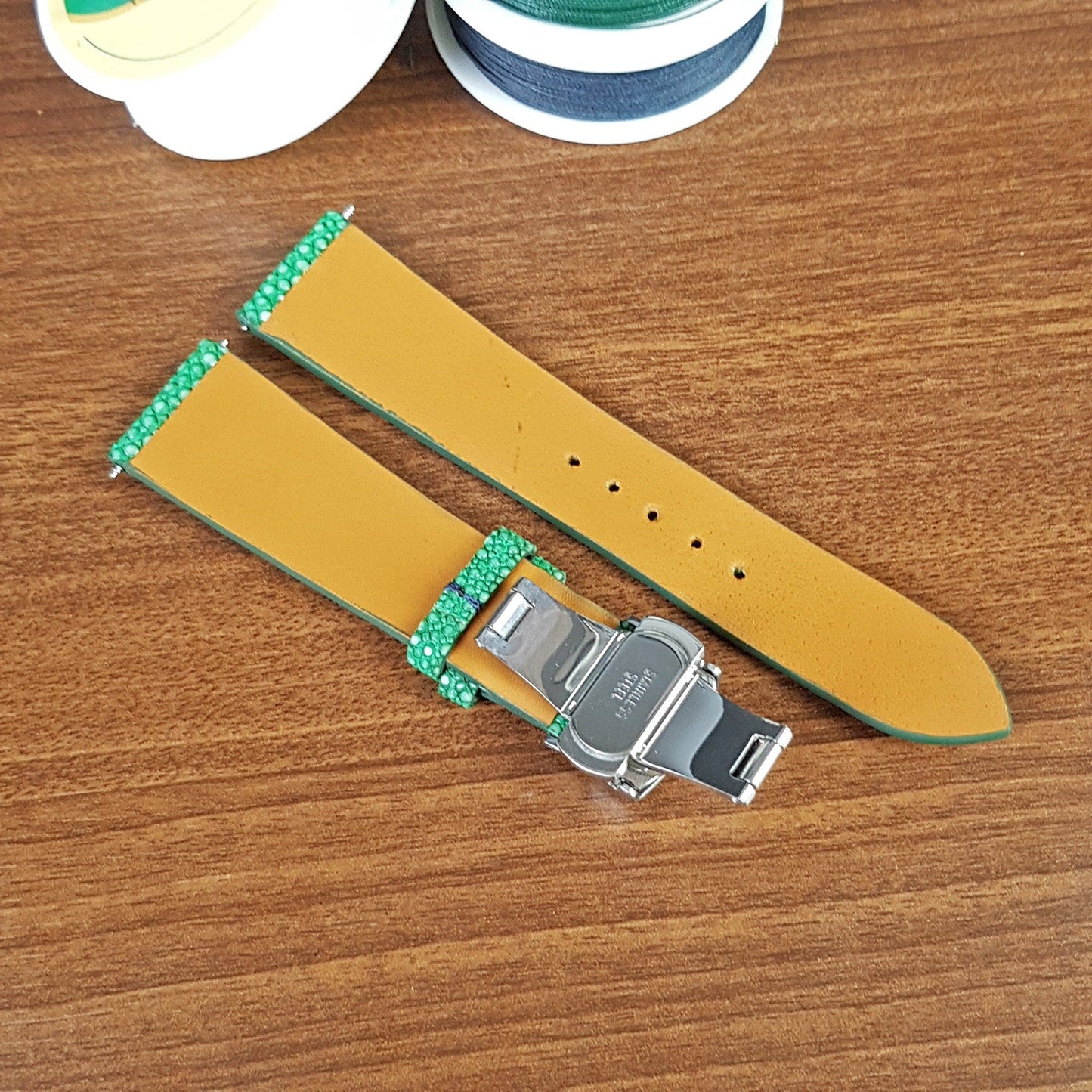 Handmade Green Stingray Leather Watch Strap - PVMH Leather