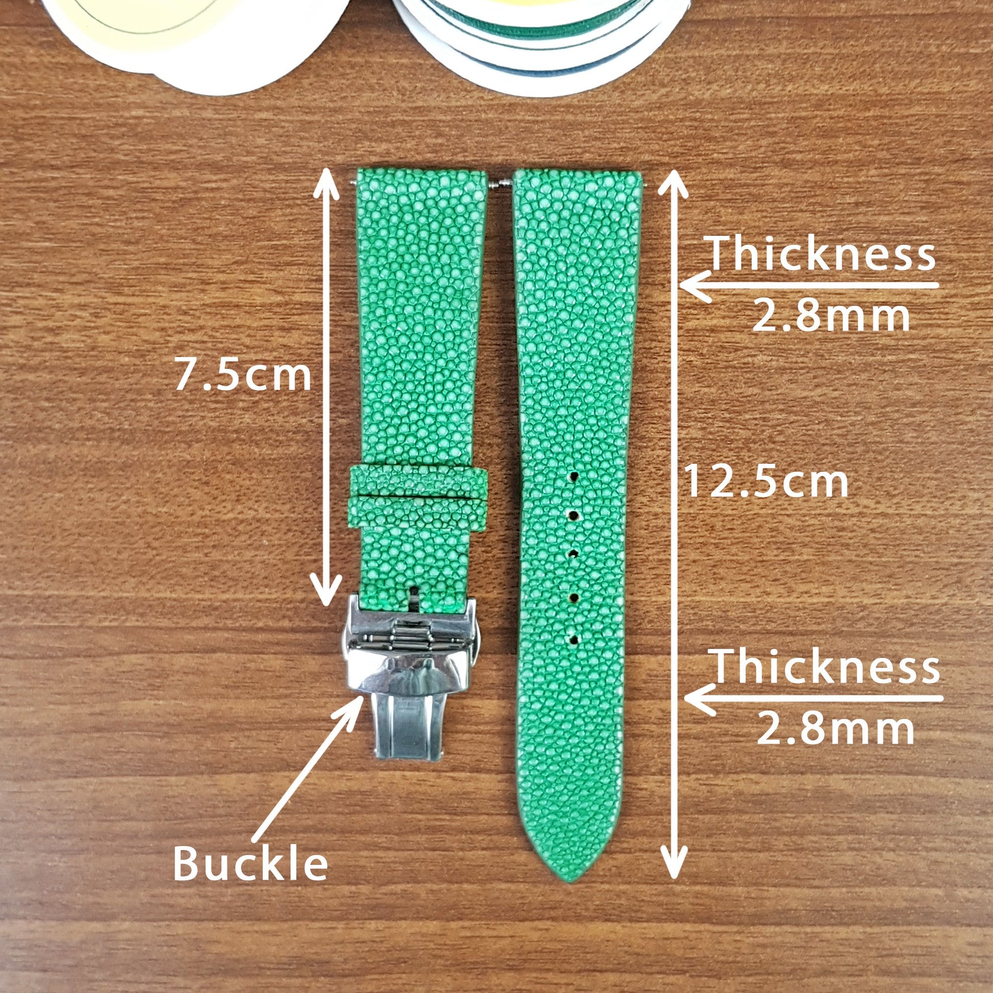 Handmade Green Stingray Leather Watch Strap - PVMH Leather