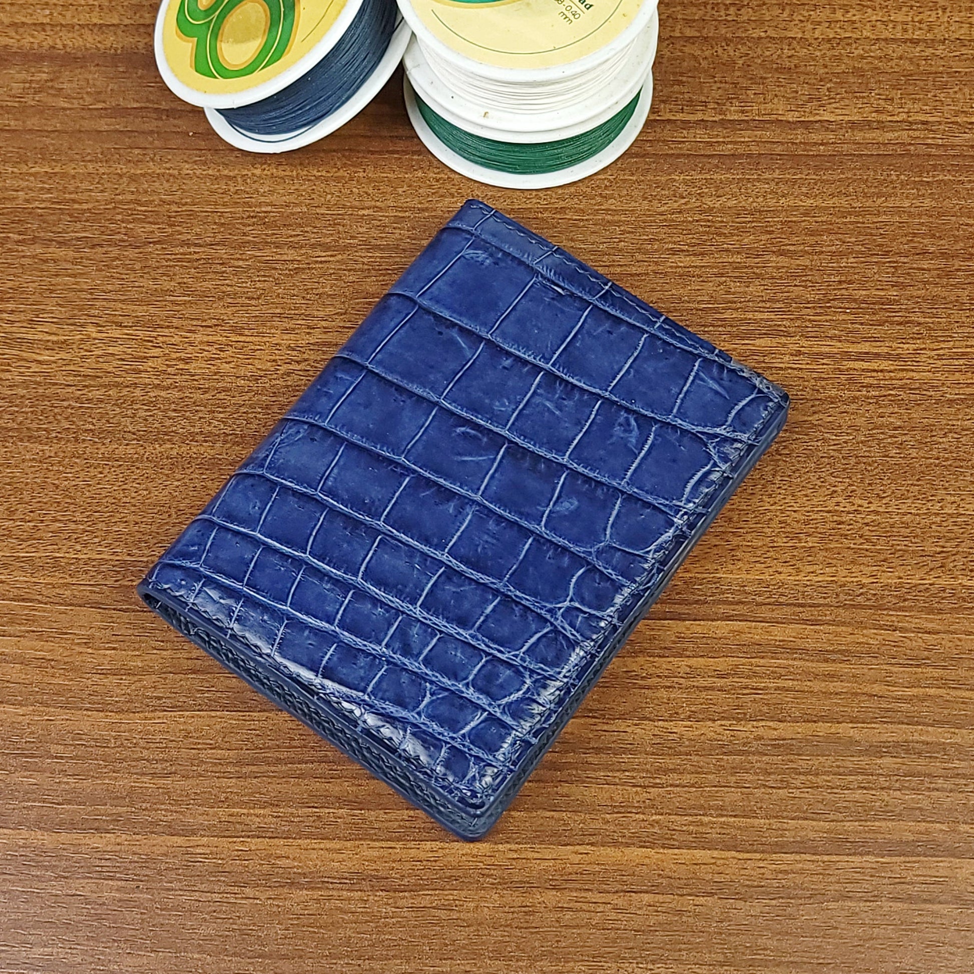 Navy Blue Genuine Alligator Leather Luxury Card Holder - PVMH Leather