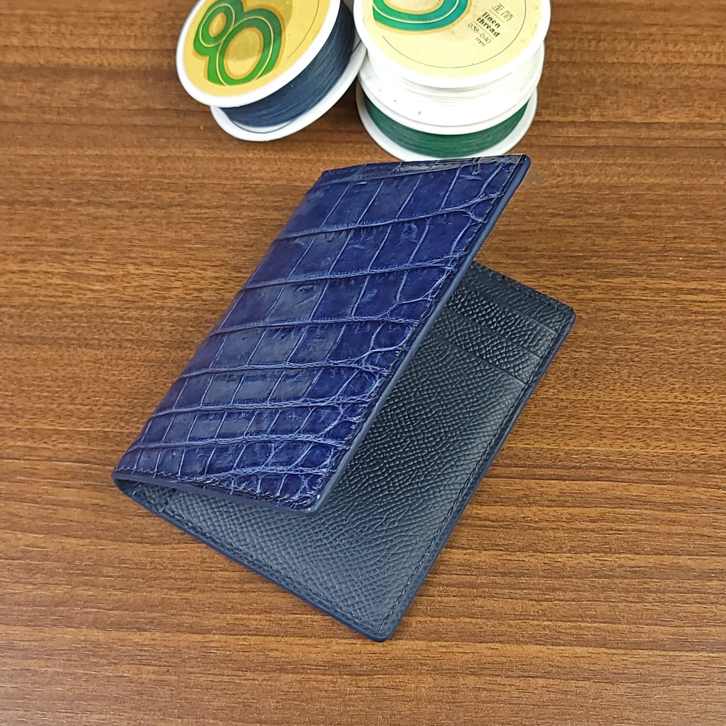 Navy Blue Genuine Alligator Leather Luxury Card Holder - PVMH Leather