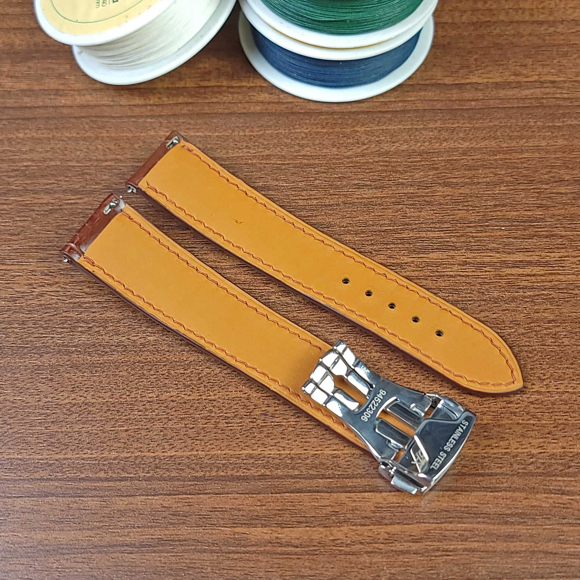 Reddish Brown Alligator Leather Omega Watch Strap Replacement - PVMH Leather