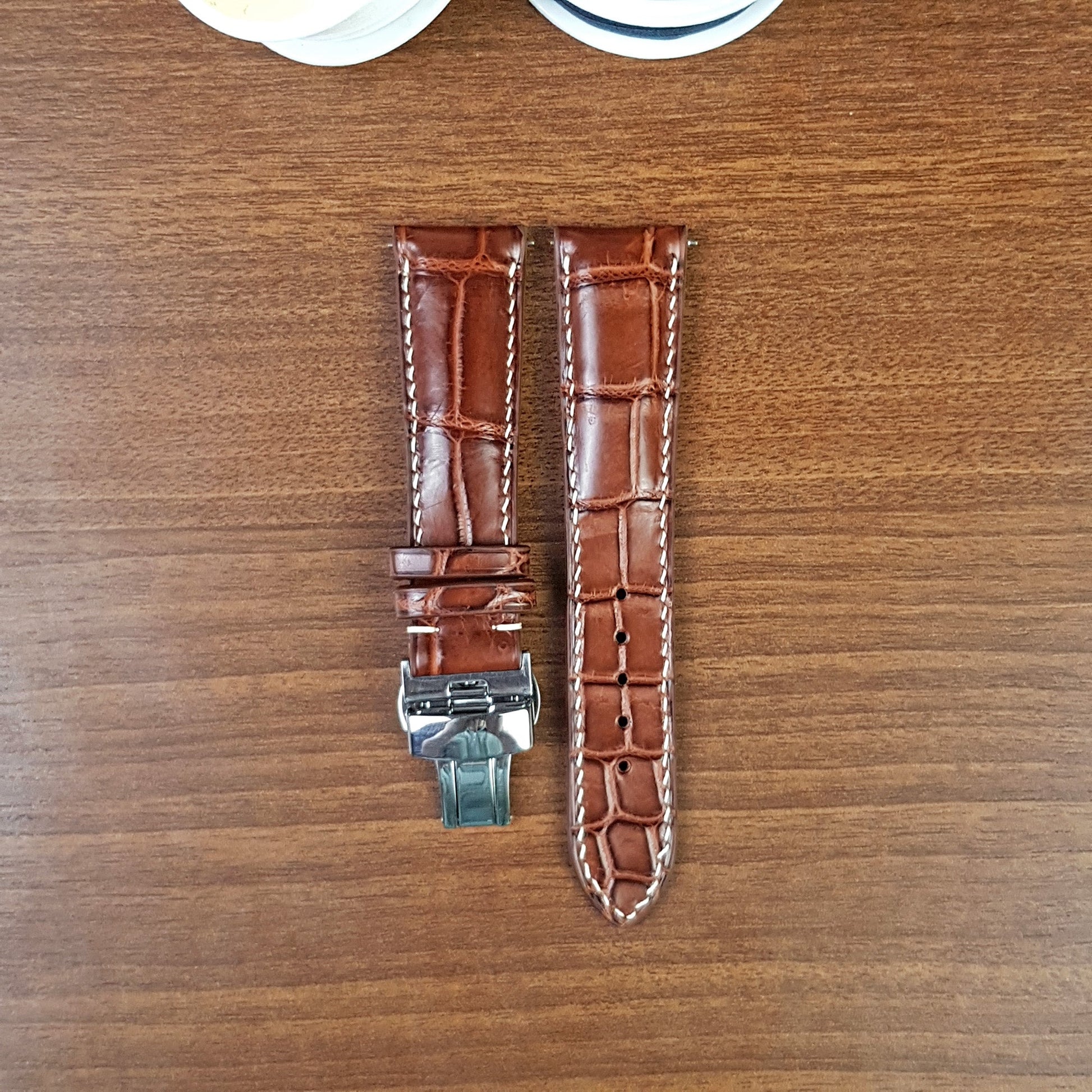 Reddish Brown Genuine Alligator Leather Watch Straps - PVMH Leather