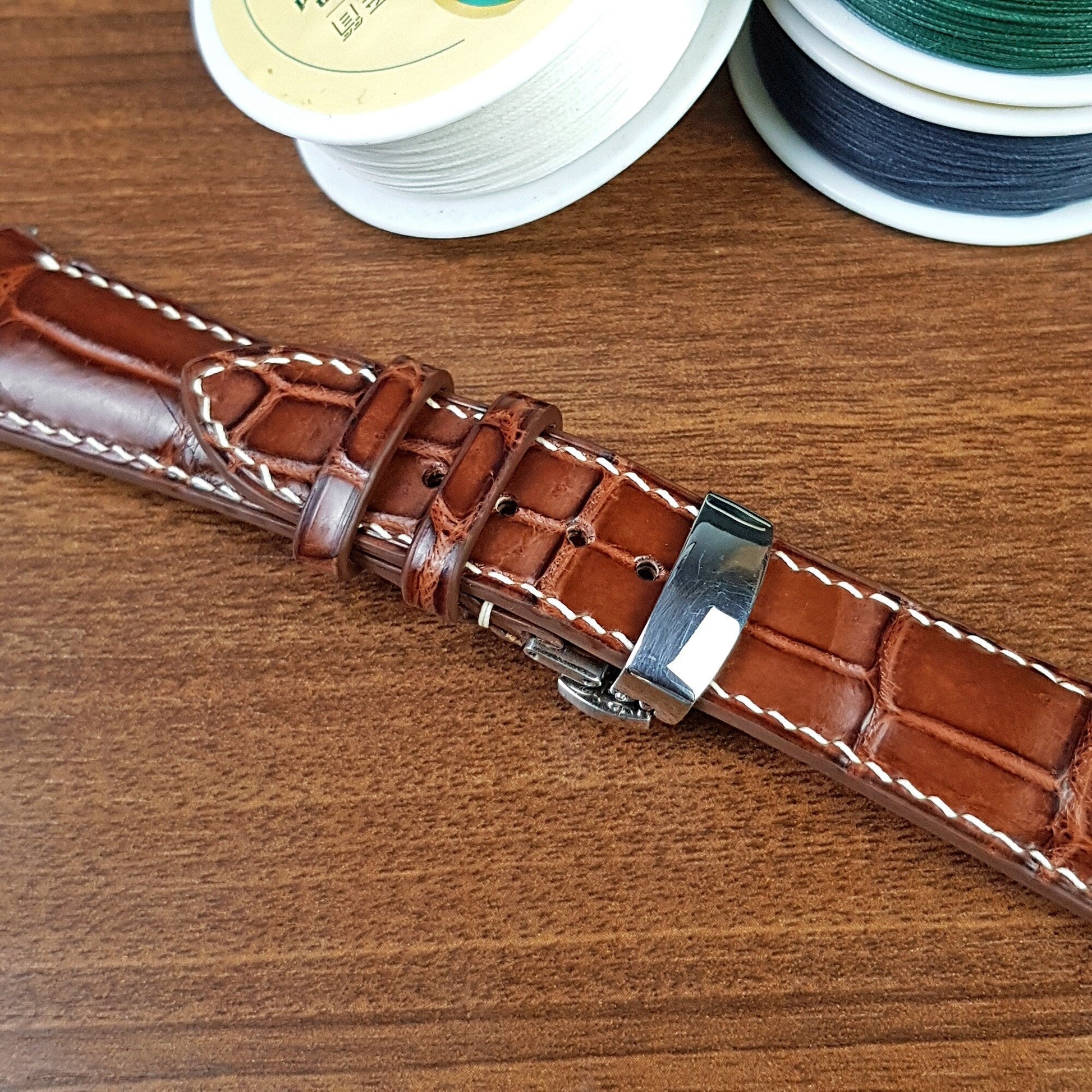 Reddish Brown Genuine Alligator Leather Watch Straps - PVMH Leather