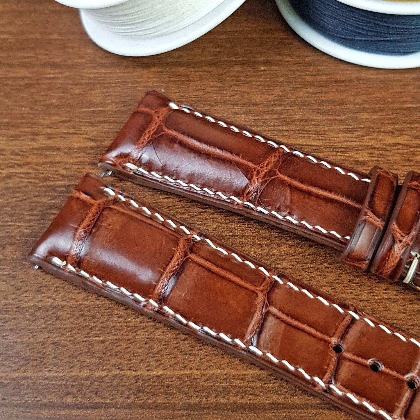 Reddish Brown Genuine Alligator Leather Watch Straps - PVMH Leather