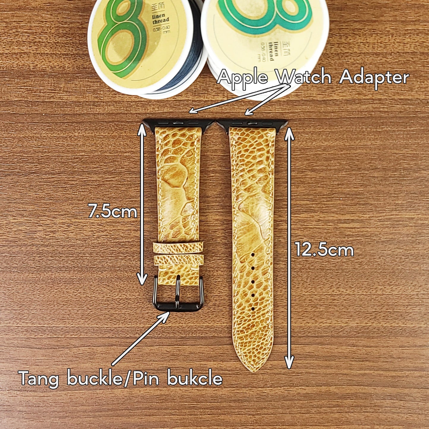 Yellow Genuine Ostrich Leather Apple Watch Bands - PVMH Leather