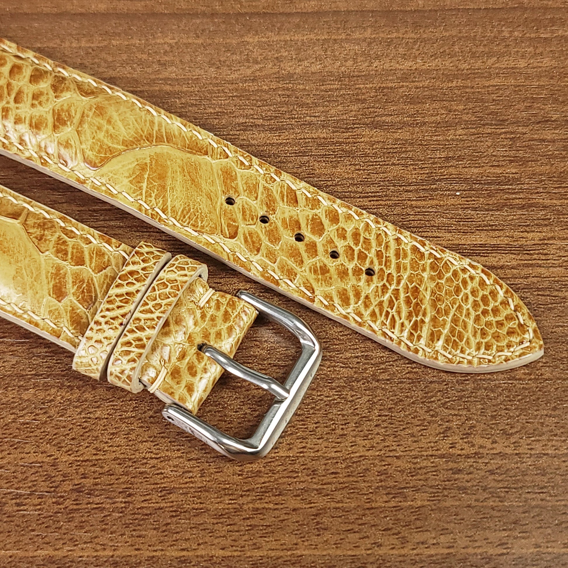 Yellow Genuine Ostrich Leather Watch Straps - PVMH Leather