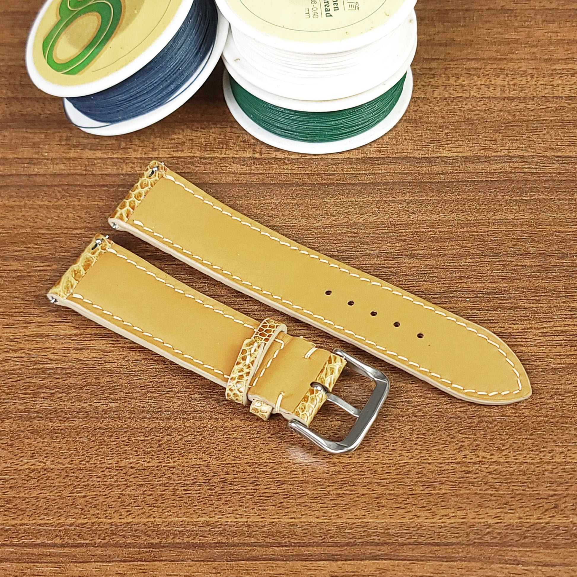 Yellow Genuine Ostrich Leather Watch Straps - PVMH Leather