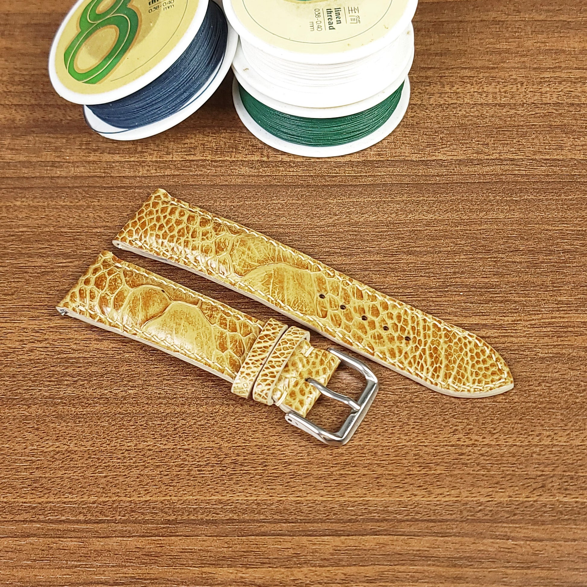 Yellow Genuine Ostrich Leather Watch Straps - PVMH Leather